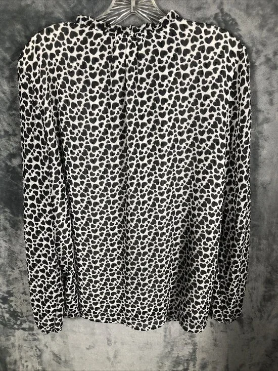 Carolina Belle Woman's Blouse Long Sleeve Animal Print Top Size L Black & White - Picture 14 of 14